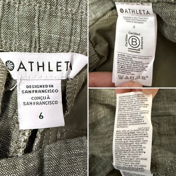 Athleta Voyager Cropped Linen Pants in Aspen Olive Size 6 - Picture 9 of 9